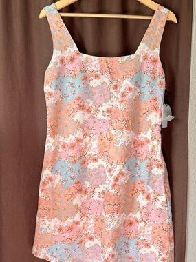 Japna Pastel Floral Square-Neck Sleeveless Dress